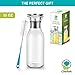 Chefoh Glass Pitcher with EZ Pour Drip-free Stainless Steel/Silicon Lid and 16â€ Bottle Cleaning Brush (1, 35 Oz)