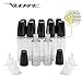 VEEAPE 12pcs 15ml Steel Needle Soft PET Plastic Dropper Bottle Tip Glue Bottle with 6 Funnels, for Liquids and DIY Quilling Painting