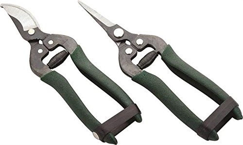Edward Tools Pruning Snips Set (2) – Floral Scissors and Bypass pruners – Precise pruning flowers, fruit trees, bonsai, grapes – Carbon Steel blades – Safety lock design