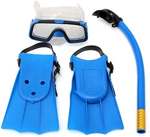 hAohAnwuyg Diving Set,Children Kids 3Pcs Swimming Diving Goggles Snorkel Masks Snorkeling Flippers Set - Orange