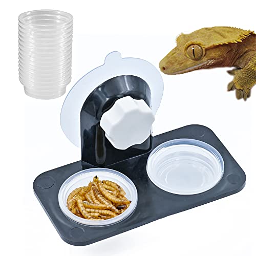 MRTIOO Enhanced Crested Gecko Feeding Ledge, Reptile Food Bowls and Water Dish for Lizard Or