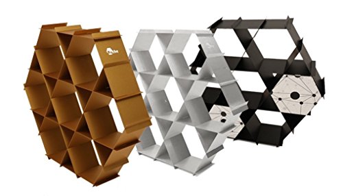 Geometric shelving unit, bookcase, honeycomb shelves, book shelf, shoe rack, hexagon shelf, Ruche shelving unit - size Medium - Satin black - Thumbnail 2