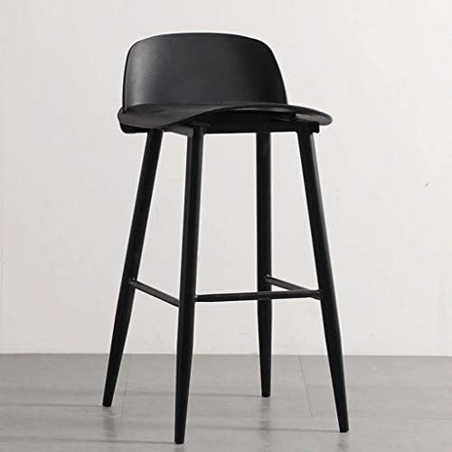 XNLIFE Bar Stools Kitchen Breakfast High Chair Plastic Seat Cushions Backrest and Metal Legs Frame Indoor Outdoor Bistro and Cafe High chair (Color : Black, Size : 60cm)