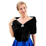 Asooll Women's 1920s Bridal Wedding Faux Fur Shawls and Wraps Rabbit Fur Stole for Women