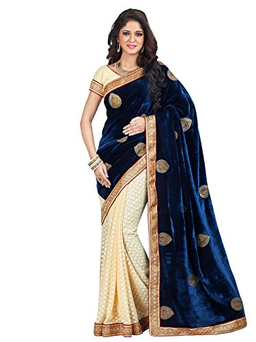 Shonaya blue & beige colour chiffon saree with unst…