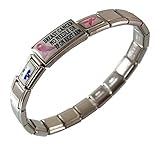 Breast Cancer No Needle or BP on RIGHT Arm Medical ID Alert Italian Charm Bracelet