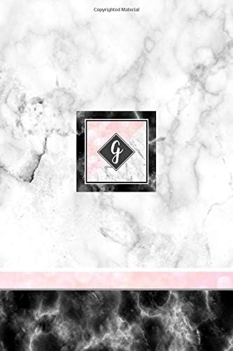 G: Pink Letter G Monogram Journal, Monogrammed White Marble Notebook, Blank Lined Custom Journal 6x9 College Ruled 120 page perfect bound Glossy Soft Cover Paperback – December 15, 2018