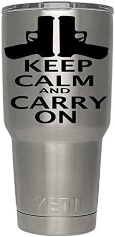 Yeti Custom Keep Calm Carry On Gun Decal for yeti,rtic, ozark tumblers, laptops, car decals