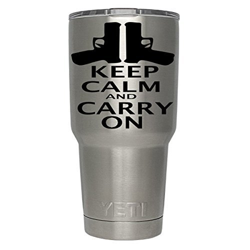 Yeti Custom Keep Calm Carry On Gun Decal for yeti,rtic, ozark tumblers, laptops, car decals