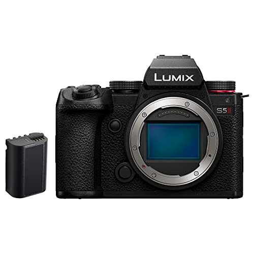 Panasonic LUMIX DC-S5 II Full Frame Mirrorless Camera Body, 4K 60P And 6k 30P, Flip Screen, Wi-Fi, Phase Hybrid AF With 779 Points, Active IS, Body Only With DMW-BLK22 Spare Battery, Black