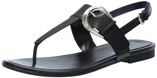 Naturalizer Womens Taylor T-Strap Slingback Flat Sandal Black Leather 6 M