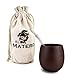 El Matero - [New] Easy-Clean, Jujube Wood Maté Gourd with Stainless Steel Bombilla (Yerba Maté Straw/Filter), Set includes Sturdy Jute Travel Pouch (Dark Wood)