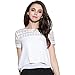 BLDO Women's Short Sleeve Lace Patchwork Short Loose Chiffon Blouse White