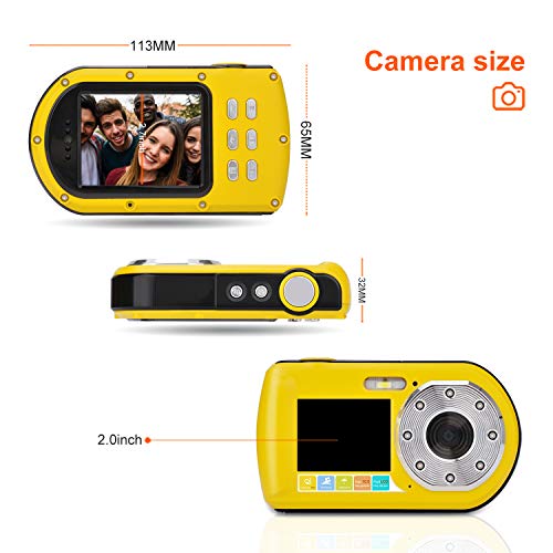 Waterproof Camera,Camking 24MP Full HD 1080P Underwater Camera 16X Zoom Sports Camera, Self-time Dual Display 2.7&2.0 Inch Screen DV Recording 10M(33Feet) Waterproof Digital Camera