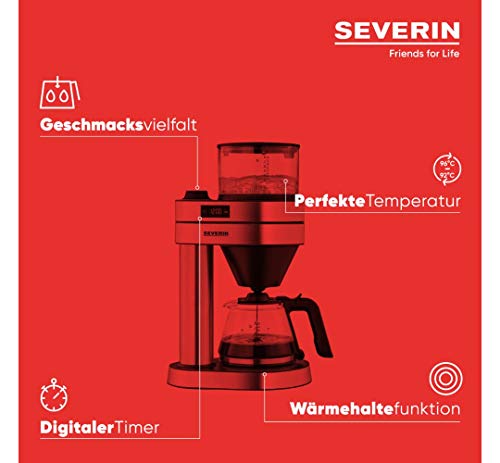 SEVERIN Filterkaffeemaschine "Caprice", wie von Hand aufgebrüht mit dem Kaffeebereiter für bis zu 8 Tassen, Kaffeemaschine mit Timer, Edelstahl-gebürstet/schwarz-matt, KA 5760 – Bild 5