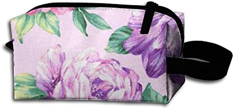 Lilac Flower Girls Large Capacity Cosmetic Storage Hanging Bag For Stylish Carrying Handle Tote Shopping Zipper Pouch Bag