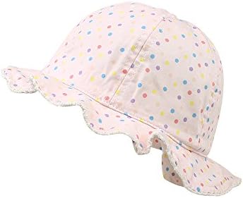 Baby Girls Sun Hat Summer Bucket Cap Adjustable for Growth, Stay-on, Wide Brim Toddler Beach Sun Hat 6M-4Years Old