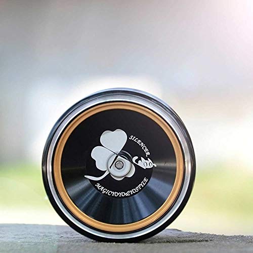 YOSTAR Metal Yoyo Professional Yoyo MAGICYOYO Silencer M001-B Unresponsive Yoyo - Stable Yoyo - Durable Black Yoyo Made of Aluminum + Holster, Yoyo Bag, Glove, 5 Yoyo Strings(Black & Golden)