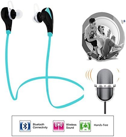 Wireless Bluetooth Headphones - In-Ear Noise Cancelling Earbuds, Stereo Sound, Sweatproof - for Gym/ Running/Exercise/Sports/Hiking/Home - Support IOS &amp; Android (Blue)