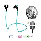 Wireless Bluetooth Headphones - In-Ear Noise Cancelling Earbuds, Stereo Sound, Sweatproof - for Gym/ Running/Exercise/Sports/Hiking/Home - Support IOS & Android (Blue)