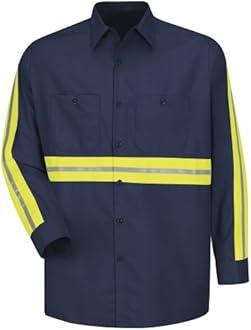 Red Kap mens Long Sleeve Enhanced Visibility Industrial Work Shirt