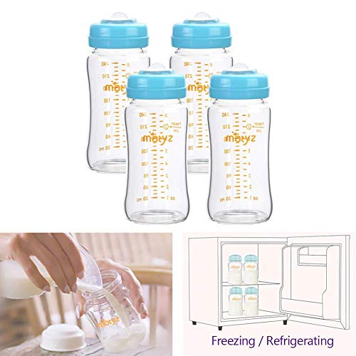 Matyz Glass Breastmilk Storage Bottles, 4 Pack, 8 oz, Sturdy Glass