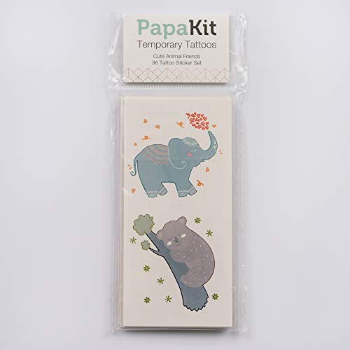 PapaKit Cute Zoo Animals 36 Temporary Tattoos Set | 18 Individually Wrapped Sheets | Non-Toxic FDA Approved Ingredients Safe Removable | Boys Girls Children's Birthday Party Favor Supplies ...