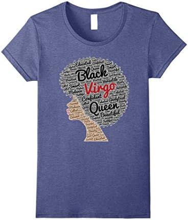 Womens Virgo Zodiac Birthday Afro T-Shirt for Black Women Medium Heather Blue
