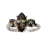qsbai Creative Faux Topaz Slim Band Colorful Party Date Shopping Ring Birthday Gift - Multi-Color US 7