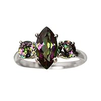 qsbai Creative Faux Topaz Slim Band Colorful Party Date Shopping Ring Birthday Gift - Multi-Color US 7