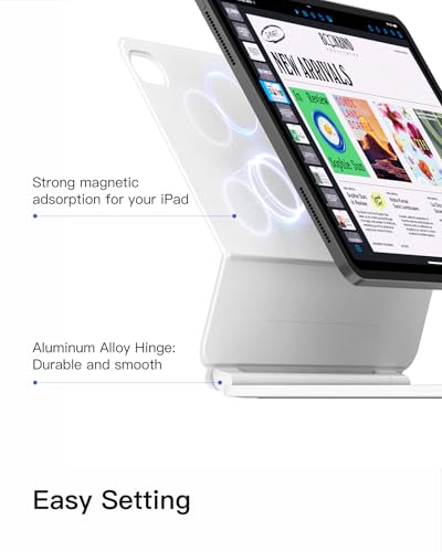 Inateck Magnetic Keyboard Case for iPad 10th Generation 10.9 inch/11th Generation 2025 A16 11 inch, Floating Stand, 7-Color Backlighting, with Touchpad, KB09119-10,white