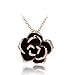 Fashion Plaza Women`s Black Flower Pendant Necklace with Cubic Zirconia Necklace N172