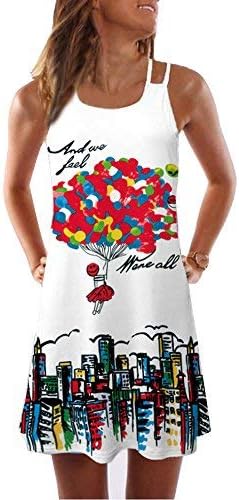 Women's Dresses, BOLUBILUY Summer Vintage Sleeveless Bohe Short Mini Dress 3D Floral Print Skirt Loose Casual Blouse