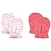 Luvable Friends Basic Scratch Mittens 2-Pack (0-6 Months, Pink Chevron)