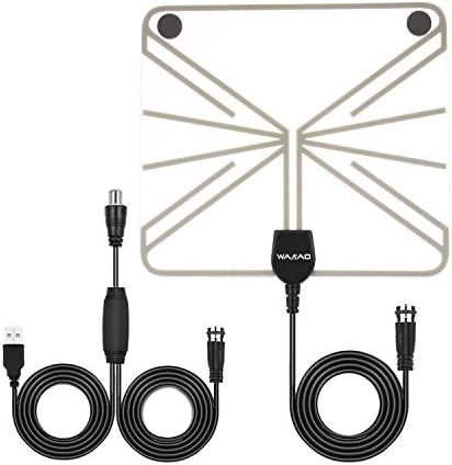 Emmako HDTV Antenna Indoor 50+ Mile Range Amplified Digital TV Antenna with Detachable Signal Amplifier Booster for 1080P High Reception Free Gain with 10FT Coaxial Cable - clear color