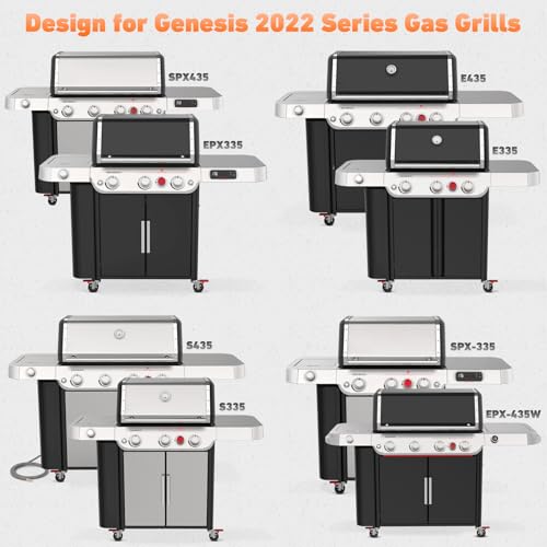 onlyfire Weber Genesis 2022 Series Gas BBQ Side Storage Cabinet | S/E/SPX/EPX-335/435 Built-in Gas Barbecue Storage Cart with Drawer and Kitchen Towel Holder