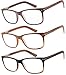 Reading Glasses 3 Pack Great Value Quality Readers Fashion Wood-Look Men and Women Unisex Glasses for Reading +1.5