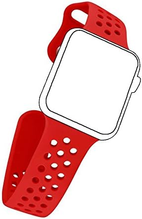Wengerui for Apple Watch Band Series 1 Series 2 Soft Sports Silicone Bracelet Strap Wristband Replacement Watchband with Quick Release for Apple iWatch Nike Sport Band (Red 42mm)