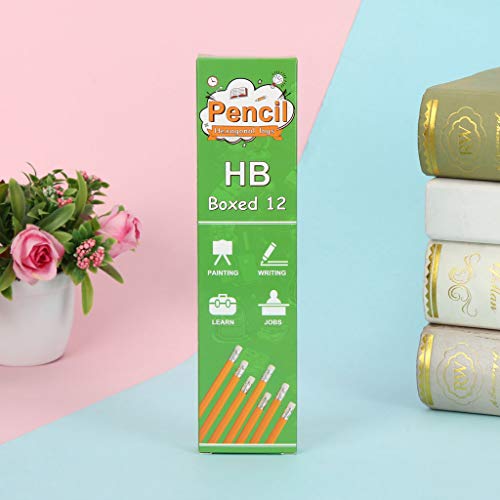 #2 HB Wood-cased Pencils with Eraser Tops, 12 Pack Beginner Graphite Pencils, Yellow Un-sharpened Pencils, Smooth Writing for Exams, School, Office, Drawing and Sketching