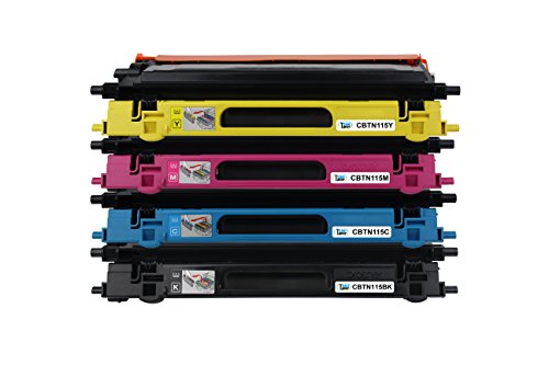4-Pack Compatible Brand Toner Replaces Brother TN115BK, TN115C, TN115M and TN115Y For Use With Brother DCP-9040CN, DCP-9045CDN, HL-4040CDN, HL-4040CN, HL-4070CDW, MFC-9440CN, MFC-9450CDN, MFC-9840CDW Printers