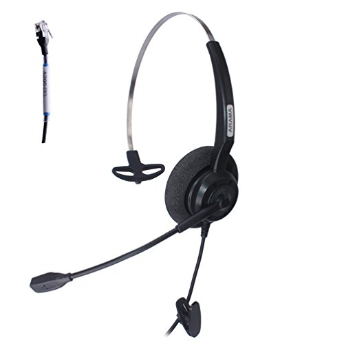 Arama Wired Headset Monaural with Noise Canceling Mic for Avaya 1616 9650 Cisco 7902 7912 Yealink T41 Snom 870 Grandstream GXP1400 Panasonic KXT Huawei C58 Zultys 37G IP Phones (A200Y1)