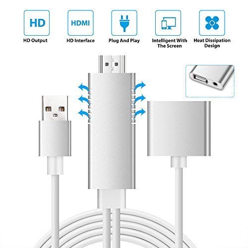 Compatible with iPad iPhone to HDMI Adapter Cable, Digital AV Adapter Support 1080P HDTV Compatible with iPhone iPad Android phone to TV Projector Monitor