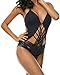 DUSISHIDAN Sexy One Piece Swimsuits for Women - Slimming Monokini Strappy Swimwear Bathing Suits Black Large