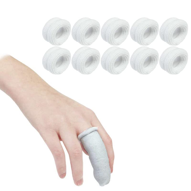 Finger Bandage Finger Bandage Tubular, First Aid Tubular Bandage Finger Bobs Cots Buddies Blue/White Dressings, for Finger Sprains & Swelling (10PCS, White)