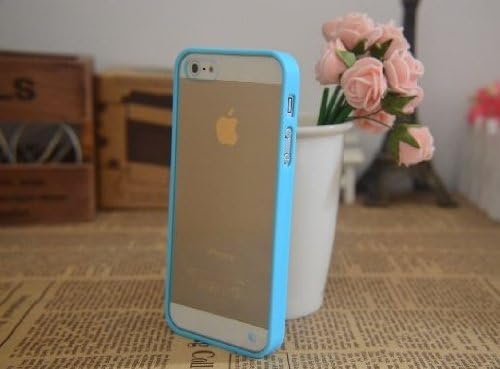 Supwiser-Lovely Soft Trim Ultra High Clear Back Hard Cover Bumper Case for iPhone 5 5G (*Baby Blue)