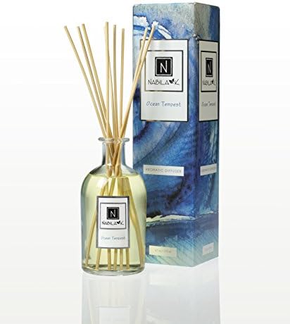 Ocean Tempest Aromatic Diffuser - Oil Reed Diffuser + Bottle Set for Kitchen, Bathroom - Smokeless Flameless Home Fragrance Candle Alternative