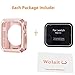 Wolait Compatible With Apple Watch Case 42mm,Rugged Protective Case + Tempered Glass Screen Protector for Series 3,Series2,Series1,Rose Gold