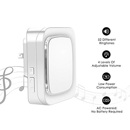 Wireless Doorbell Coolqiya Door Bell Chime with 2 Waterproof Transmitters and 3 Plug-in Receivers for Home 52 Ringtones