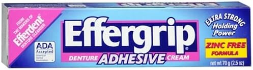 Effergrip Extra Strong Denture Adhesive Cream, Zinc Free 2.5 oz (Pack of 3)