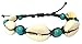 Bijoux De Ja BDJ Handwoven Turquoise-Blue Beads Cowrie Shell Wax Cord Bracelet Anklet 8.5-11 Inches